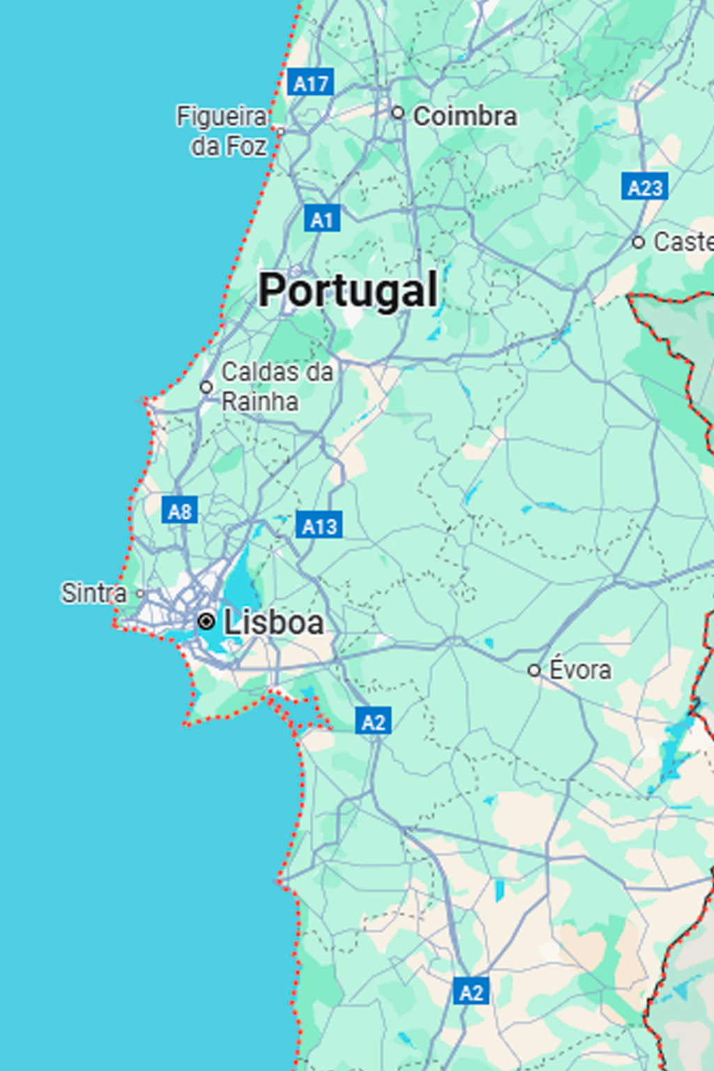 Mapa da Europa destacando Portugal e Alemanha